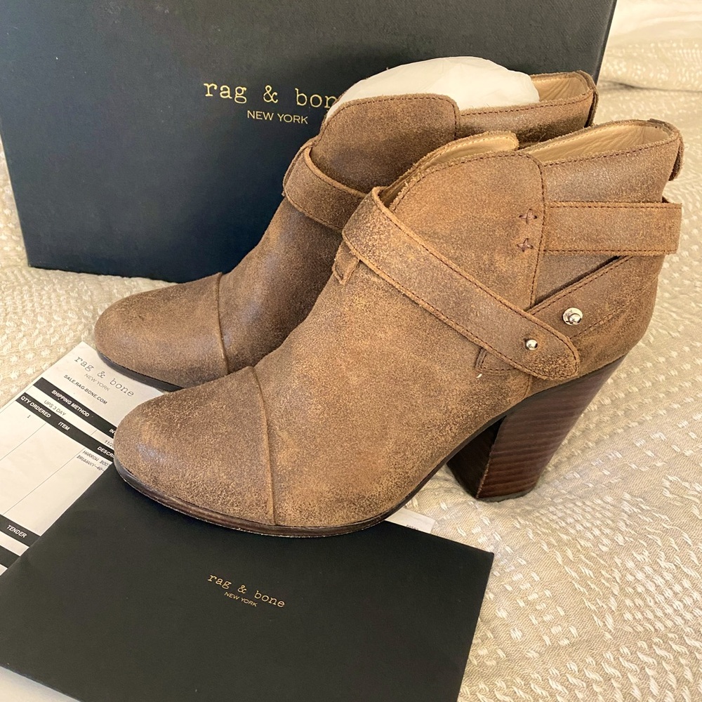 Rag & Bone Harrow brown waxy boots bootie sz 40
